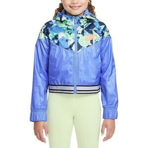 Nike Sportswear Windrunner Big Kids (Girls’) Printed Jacket DJ0706 Blue Raincoat
